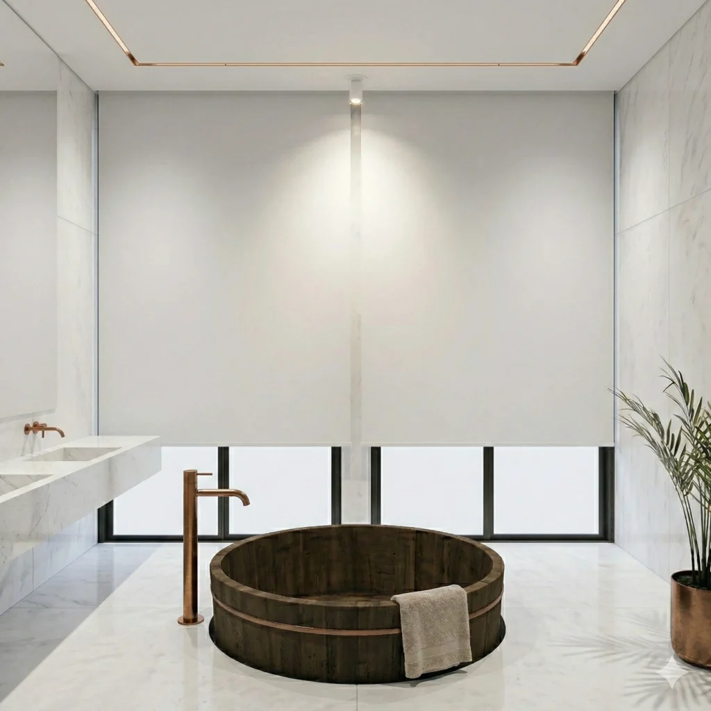 Persiana Rolô Blackout Tecido Pinpoint – Branco