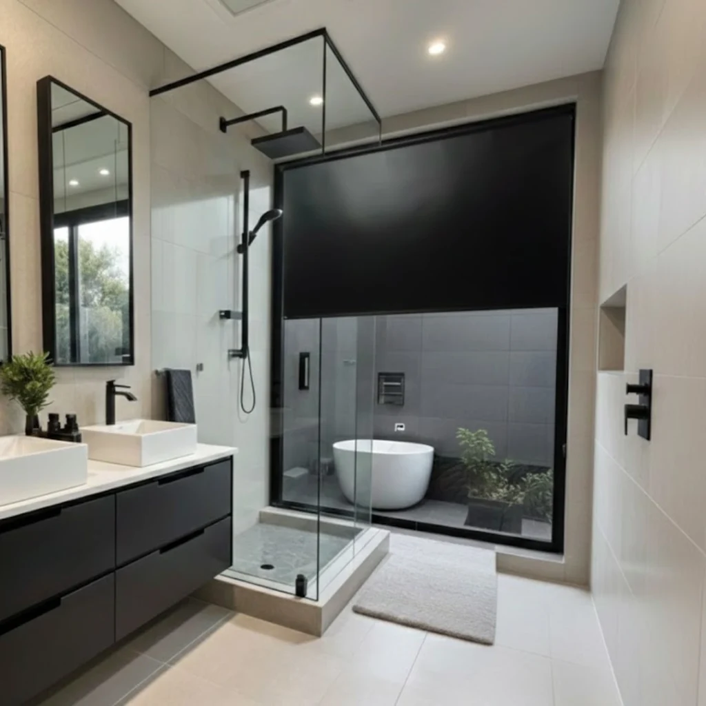 Persiana Rolô Blackout Tecido Pinpoint – Preto verso Branco