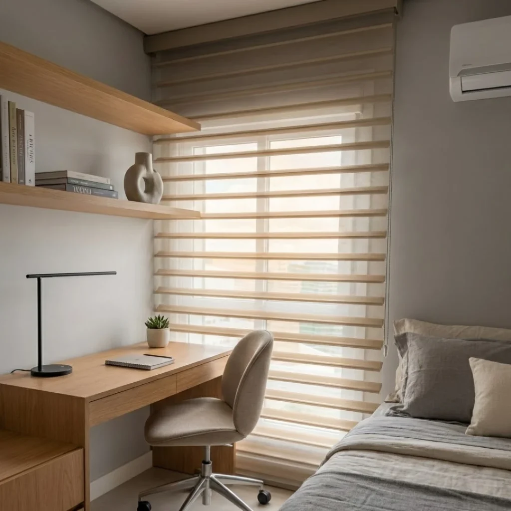 Cortina Sheer (Estilo Silhouette) – Bege