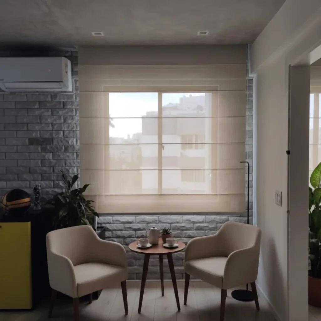 Persiana Romana de Tecido Screen 3% Bege